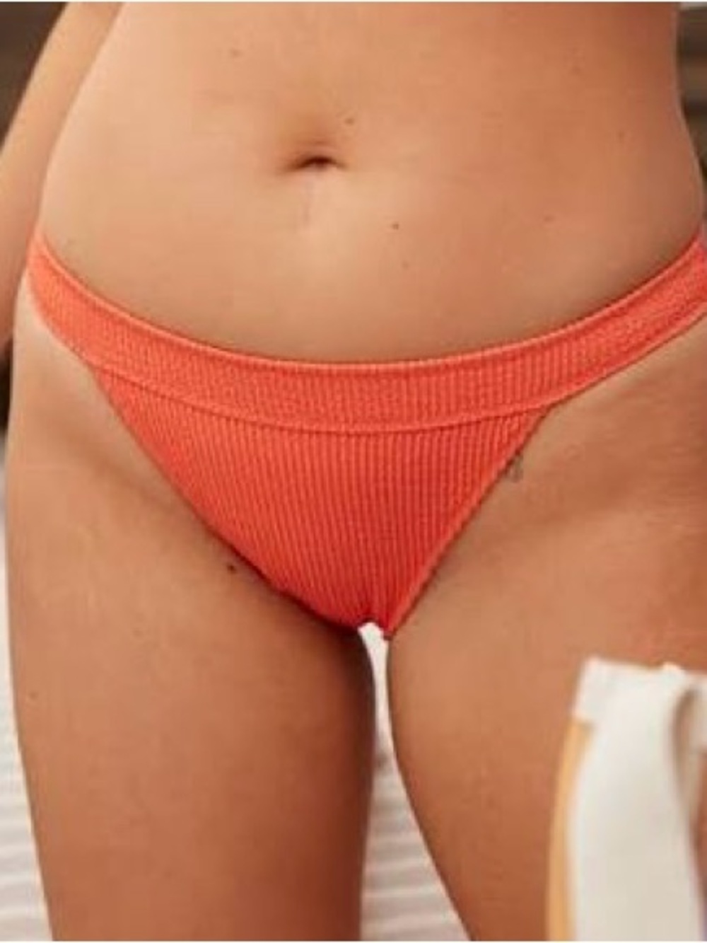 AE Aerie Orange Red Crinkle Cheeky Itsy Banded Bikini Bottom Size Medium NWT